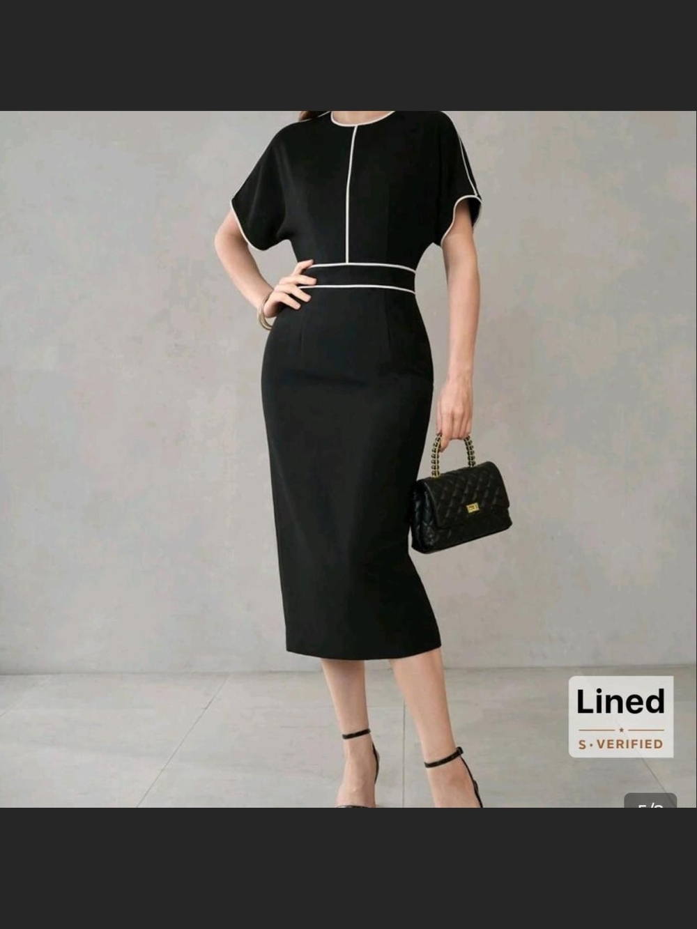 MOTF Black Midi Dress with White Piping